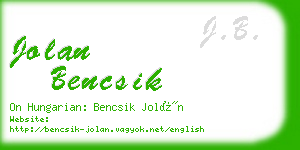 jolan bencsik business card